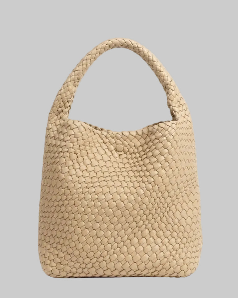 Borsa Hobo intrecciata light beige