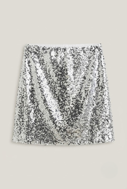 Minigonna in Paillettes Argentate