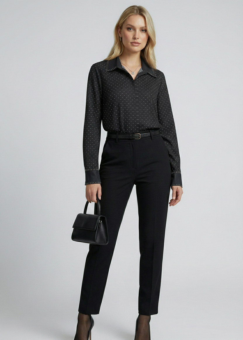 Camicia Nera Micro-Pois