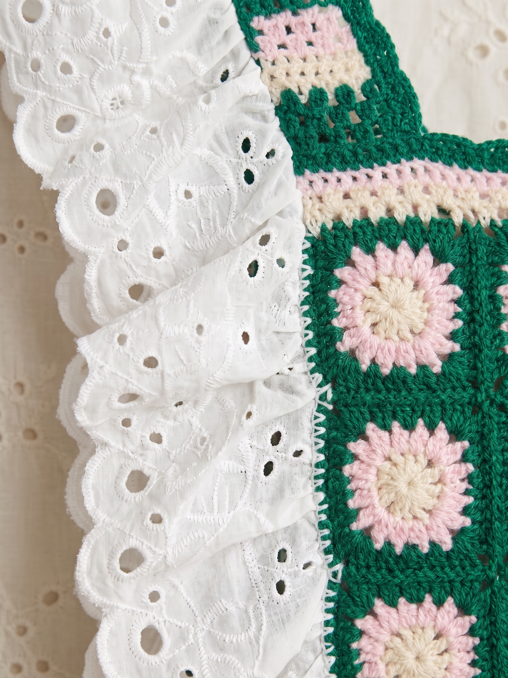 Abito Lungo in Cotone con Corpetto Croche