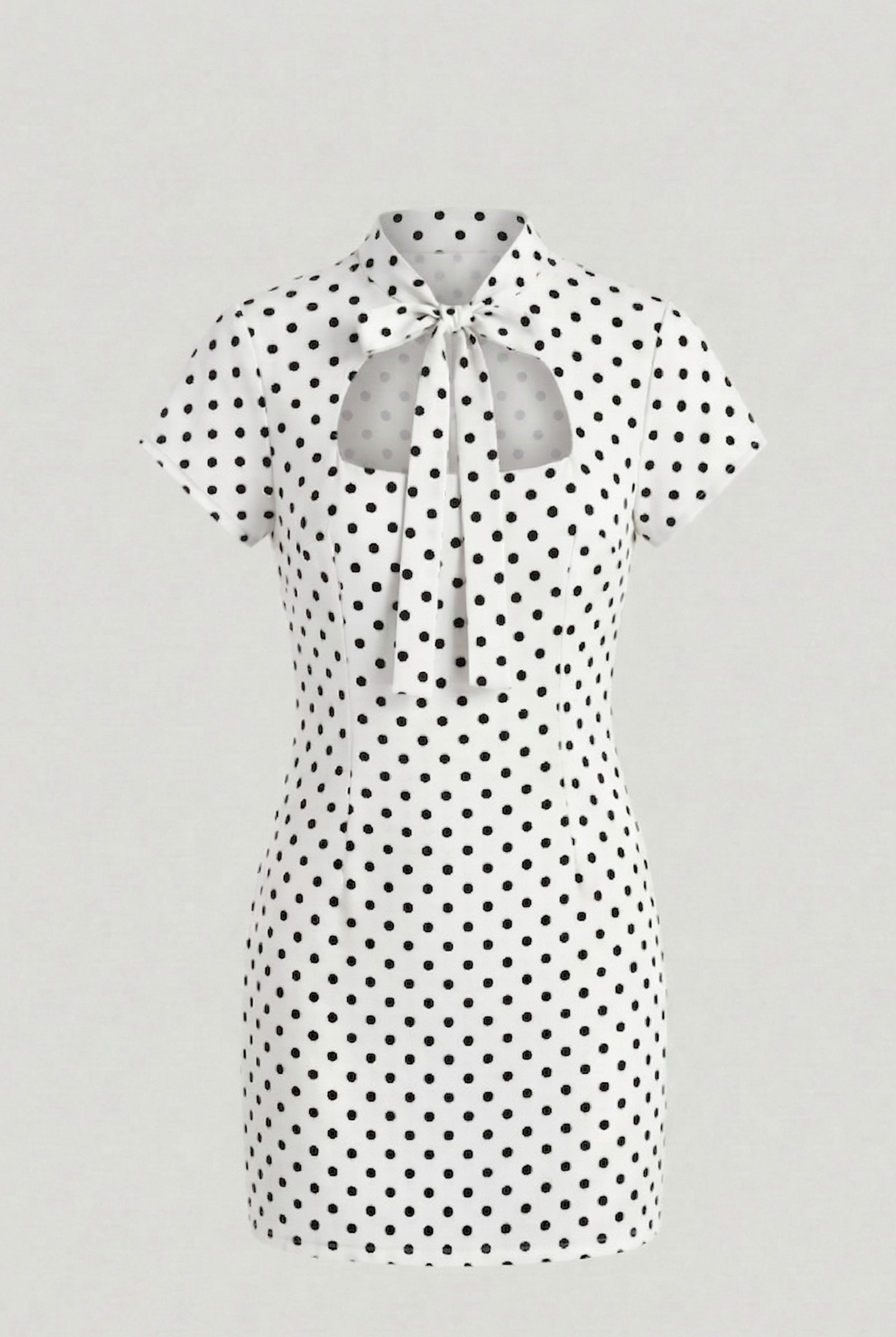 Mini Dress a Pois con Fiocco e Cut-Out