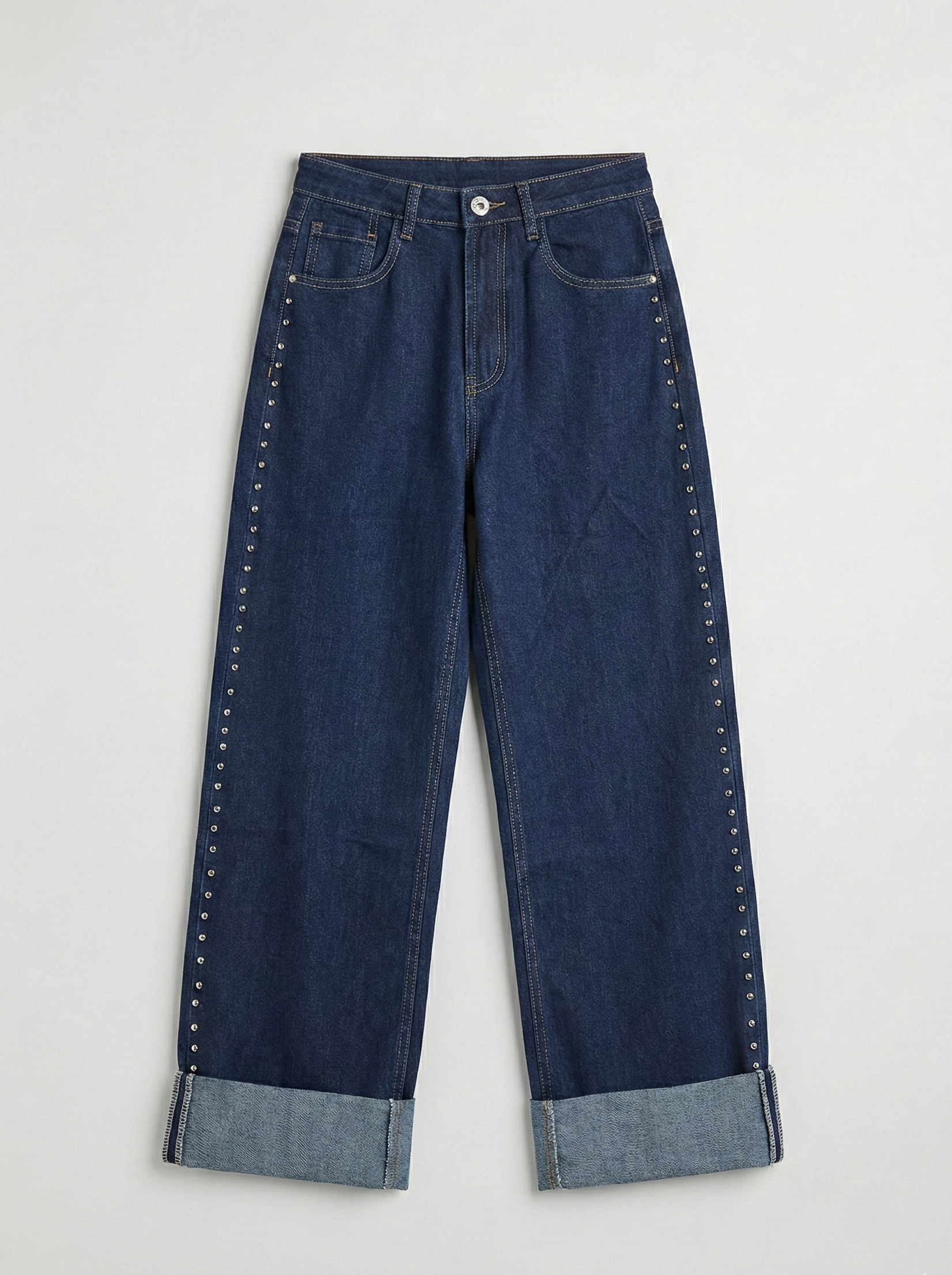 Jeans Straight Fit con Borchie