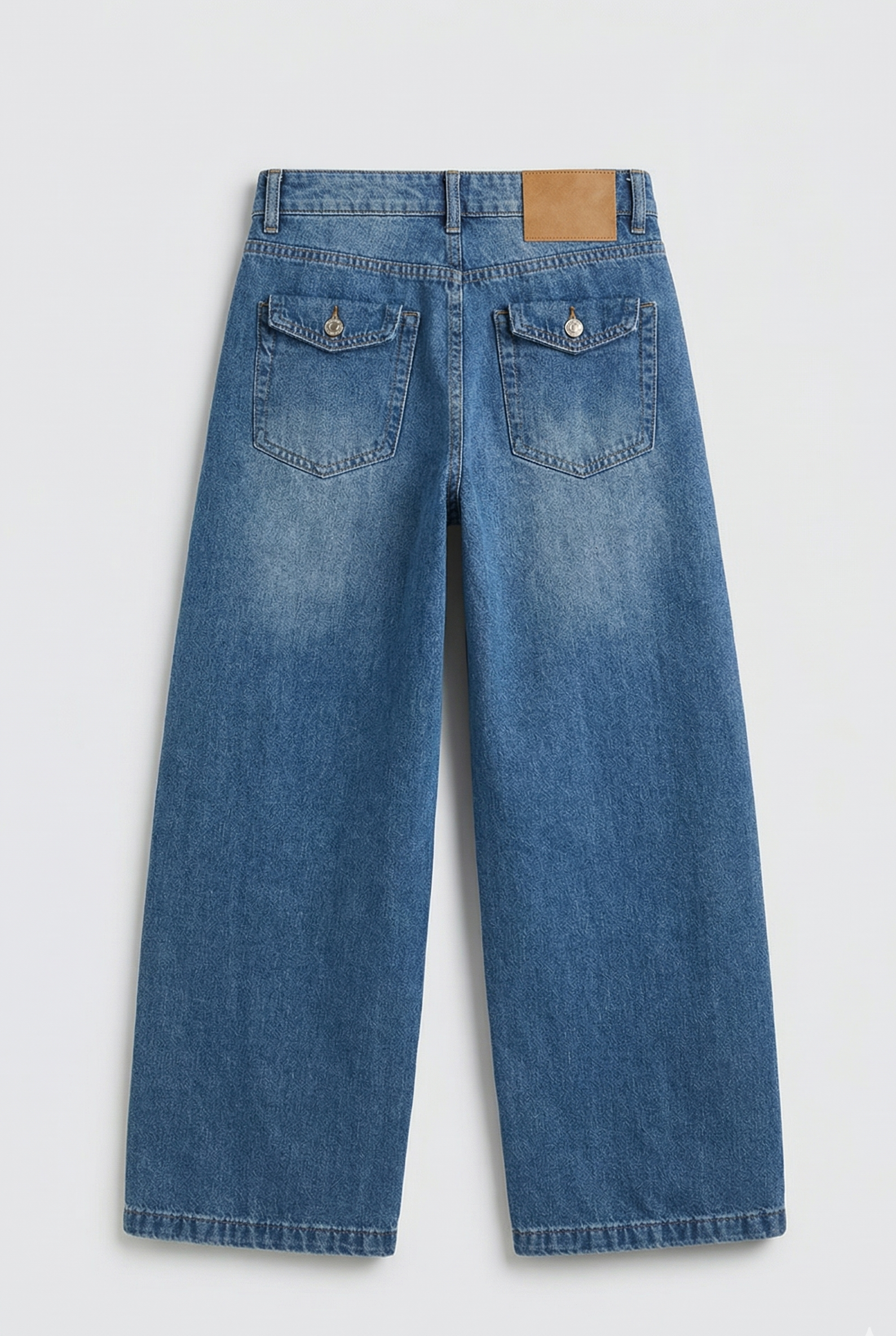Jeans Wide-Leg Architettonico con Cuciture a Rilievo