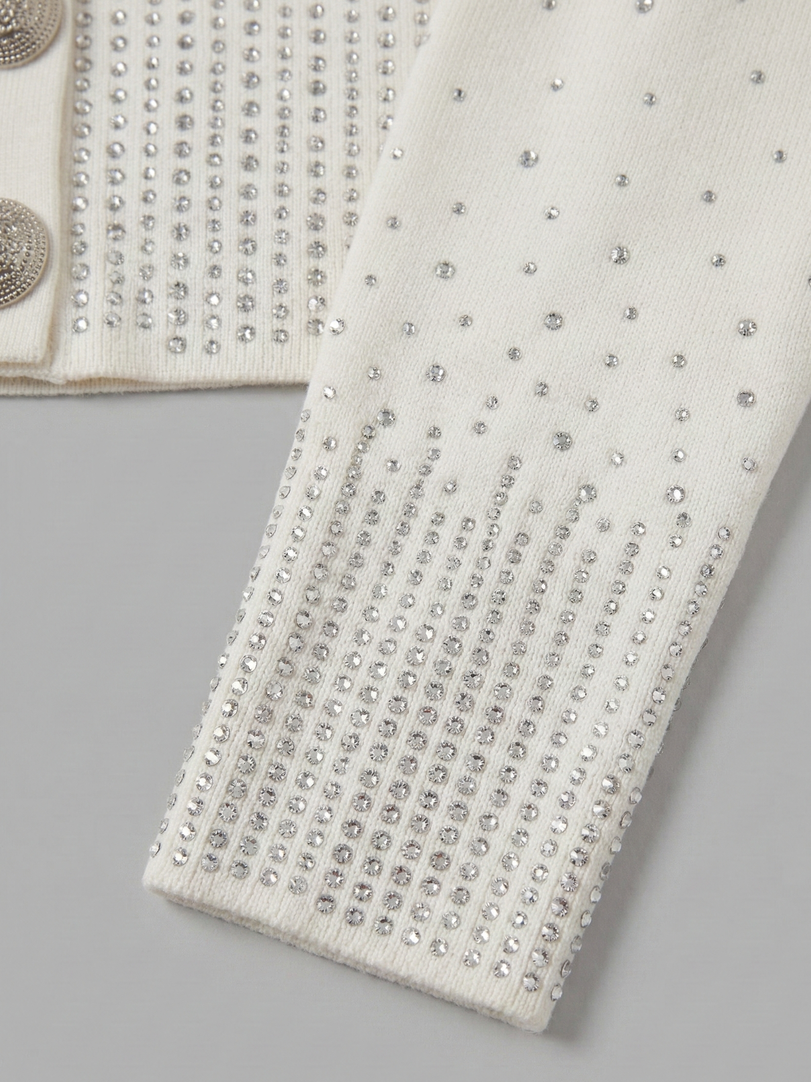 Cardigan Gioiello Bianco Latte con Strass