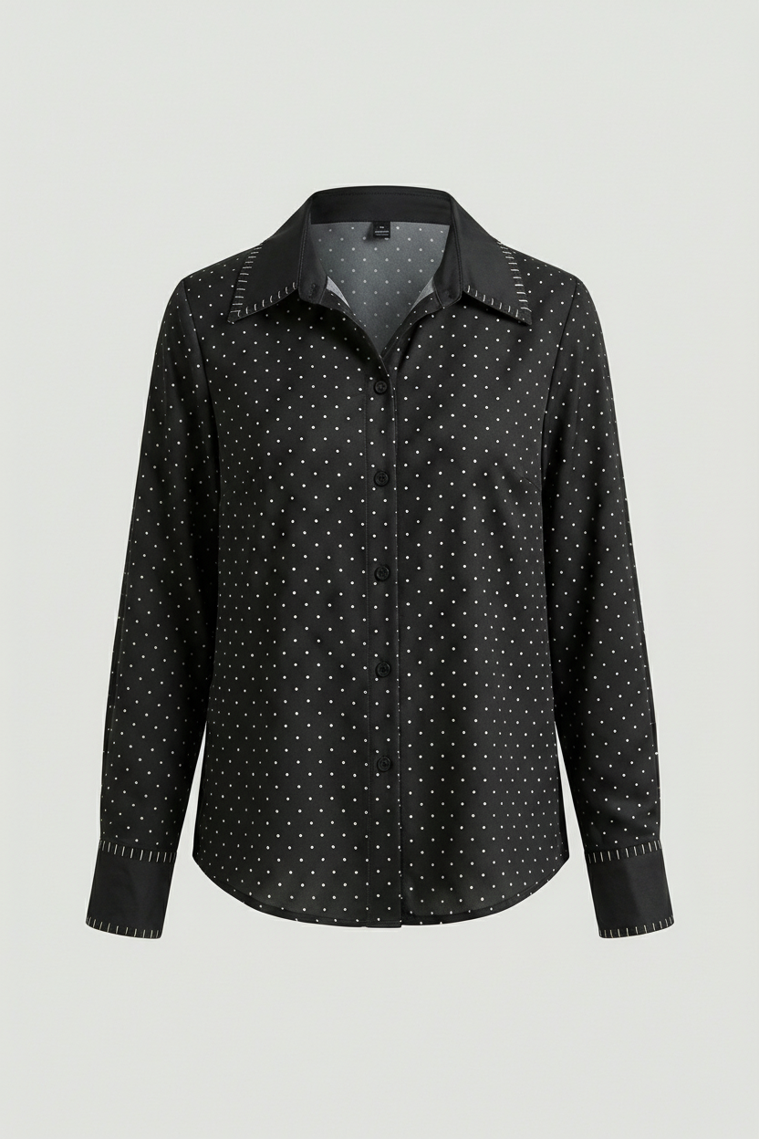 Camicia Nera Micro-Pois