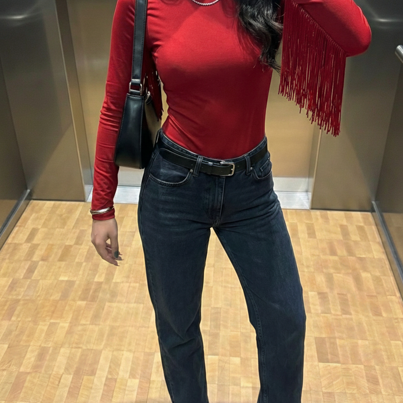 Body Statement Rosso con Frange Lunghe