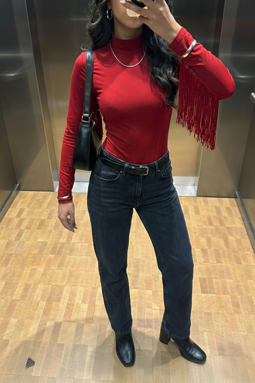 Body Statement Rosso con Frange Lunghe