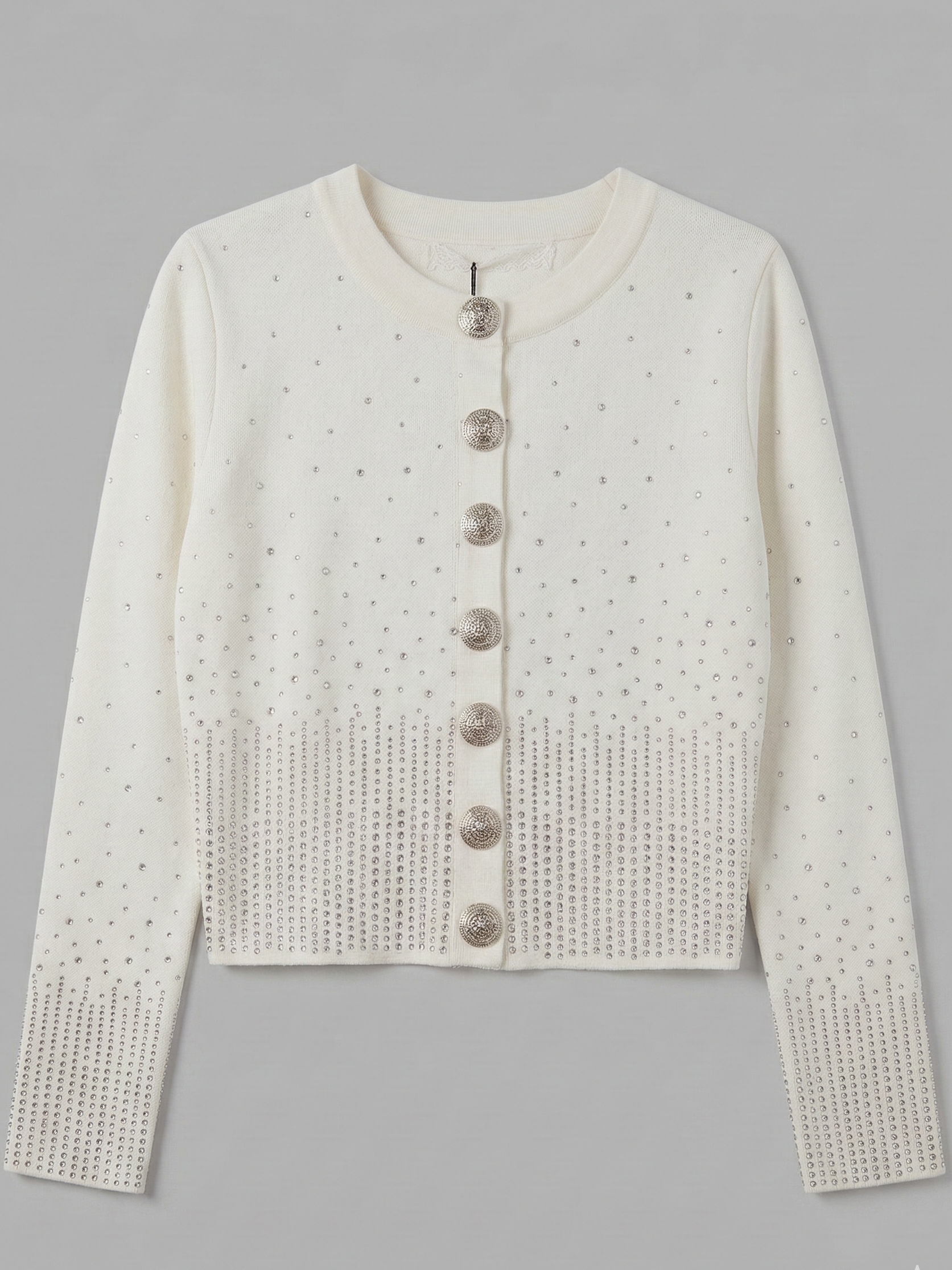 Cardigan Gioiello Bianco Latte con Strass