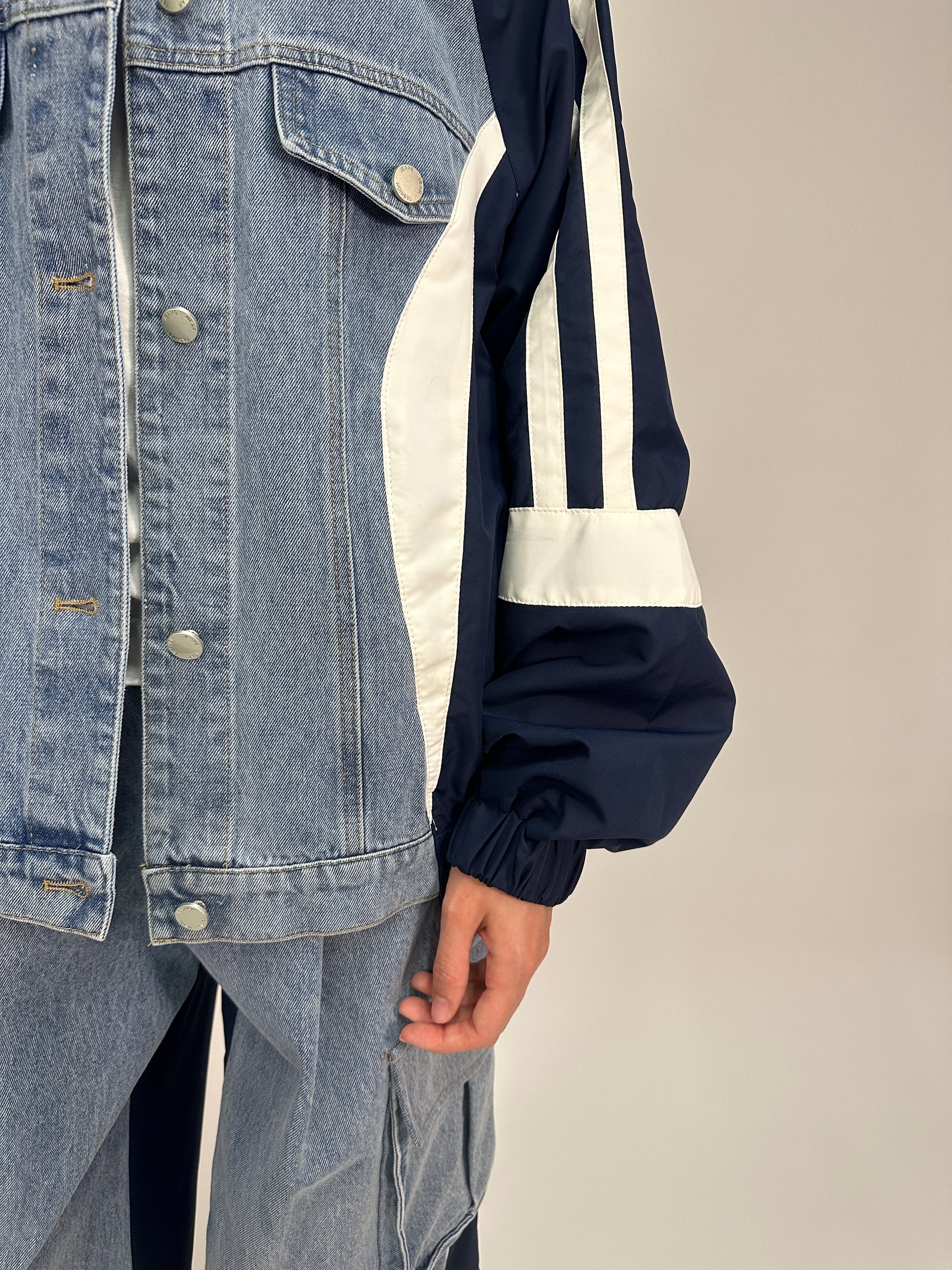 Tuta Coordinata Denim e Tessuto Bicolore