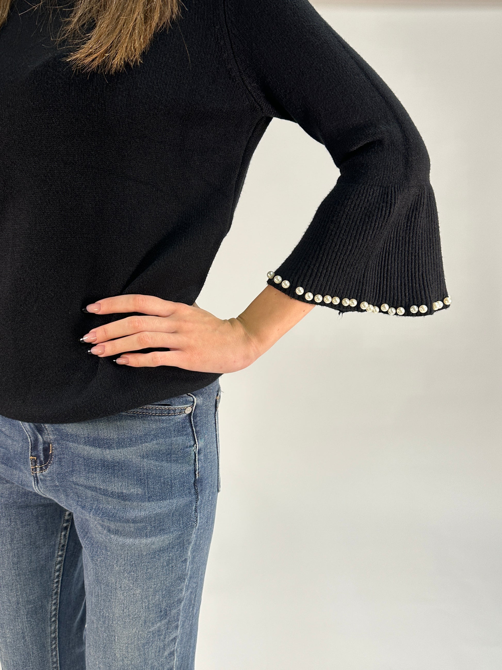 Maglia con Maniche a Perle