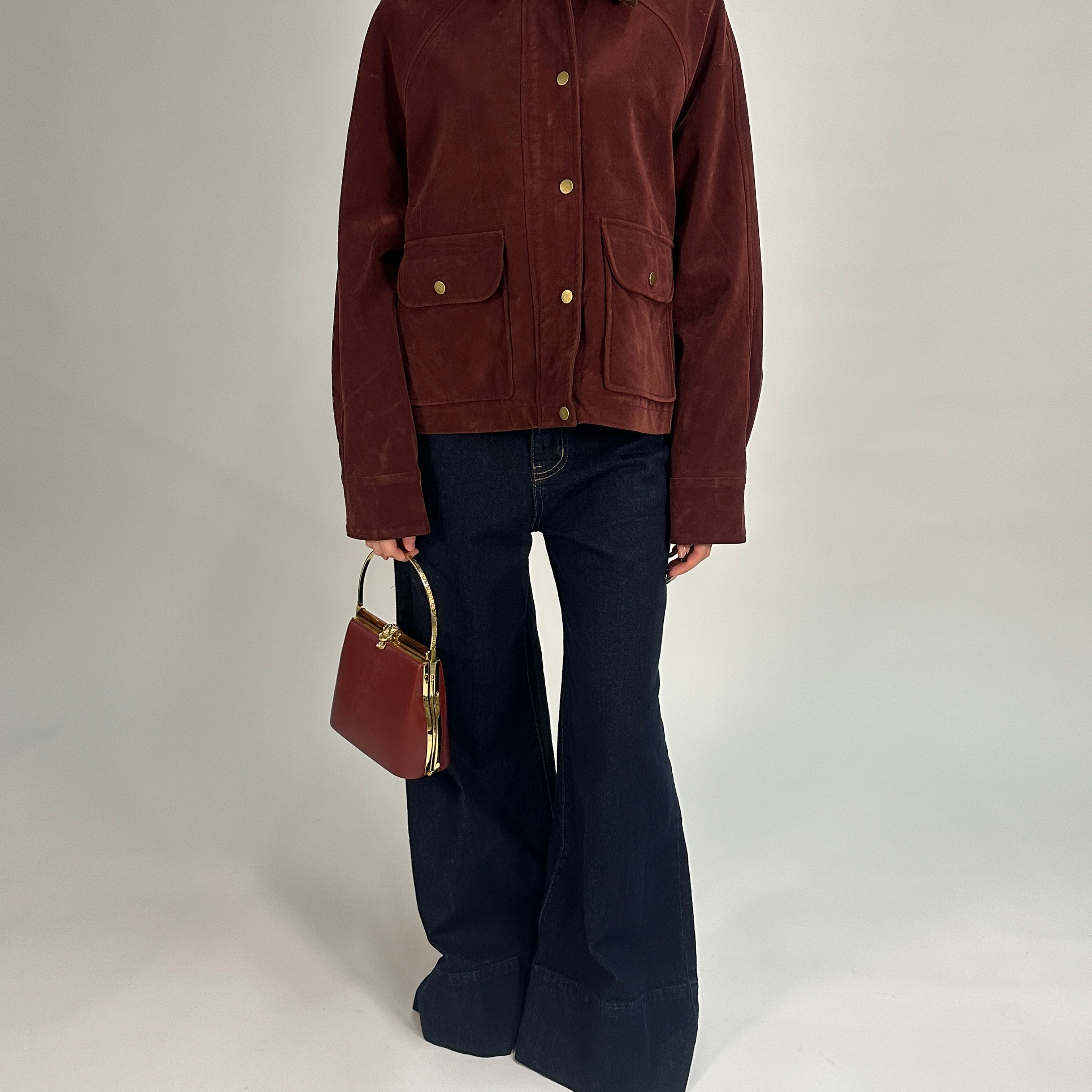 Giacca in Tessuto Cerato con Colletto in Velluto