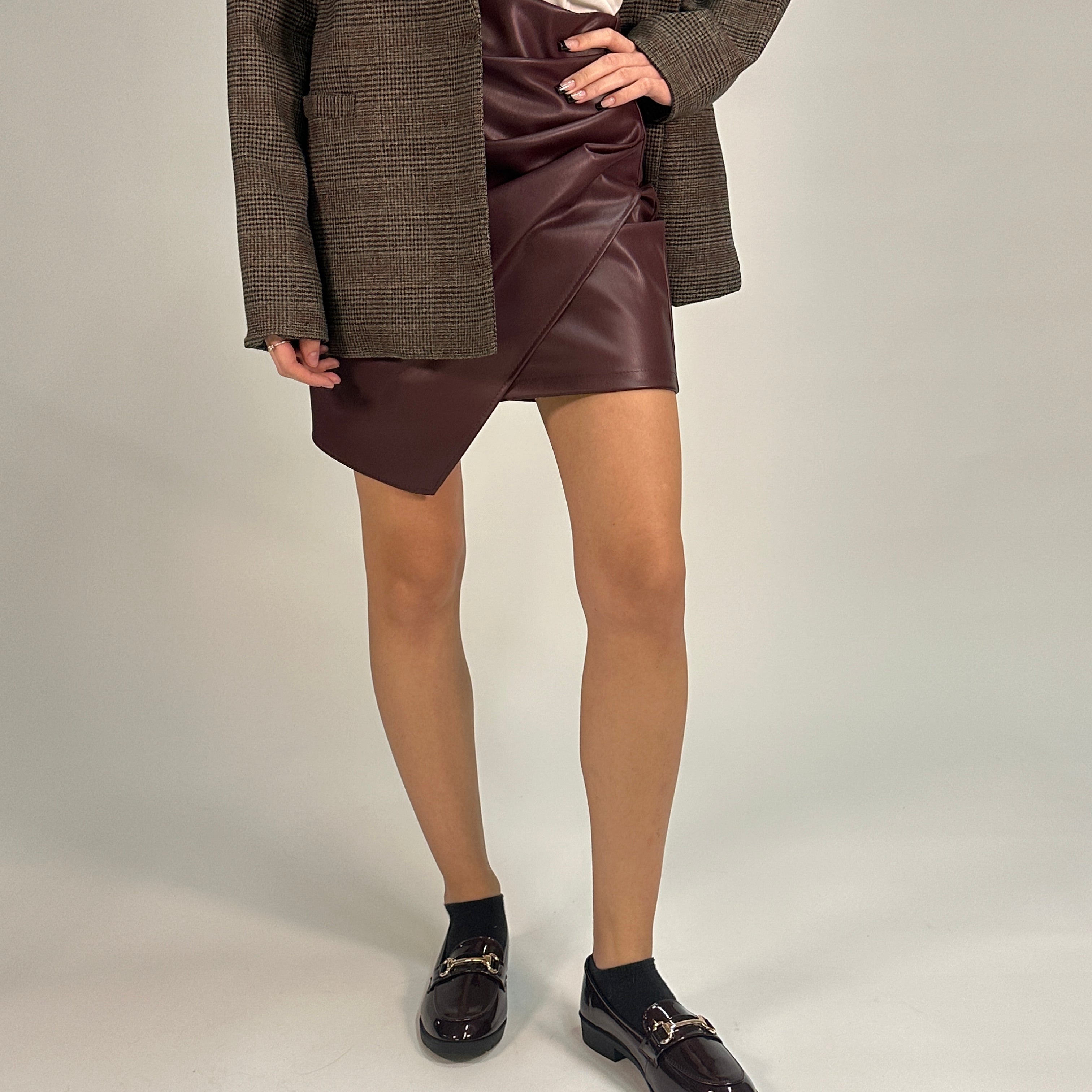 Minigonna in Similpelle Bordeaux