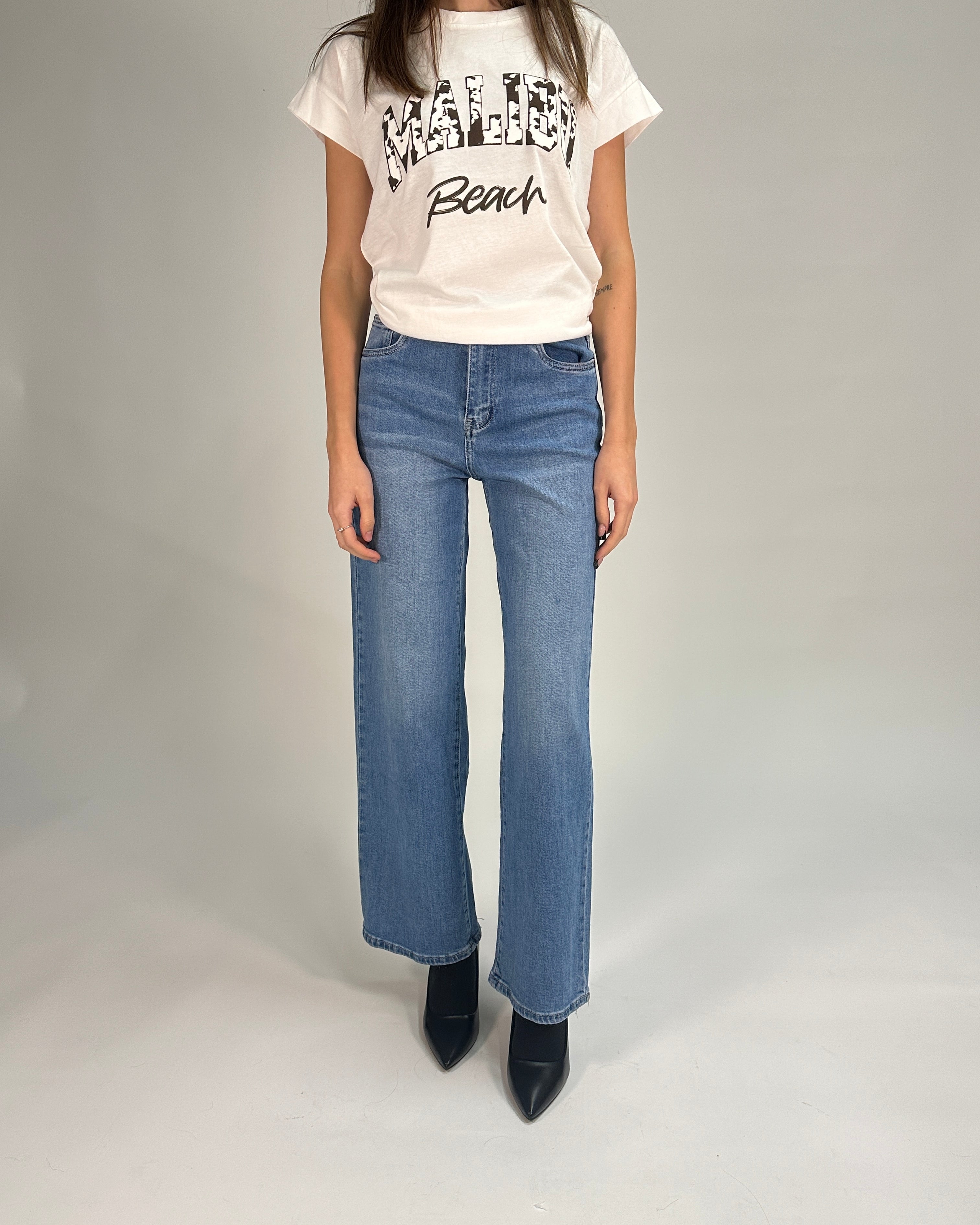 Jeans in Denim a Gamba Dritta