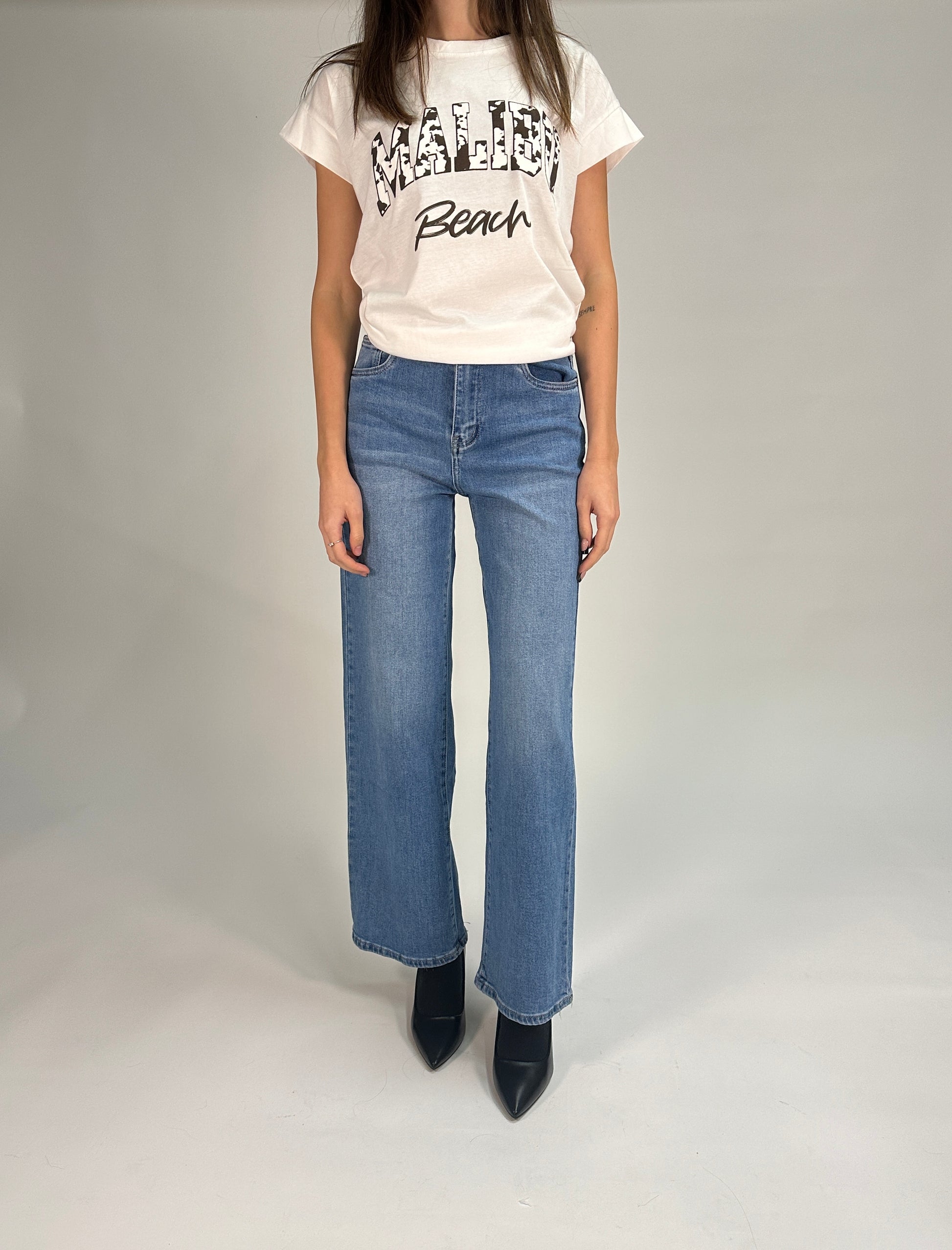 Jeans in Denim a Gamba Dritta