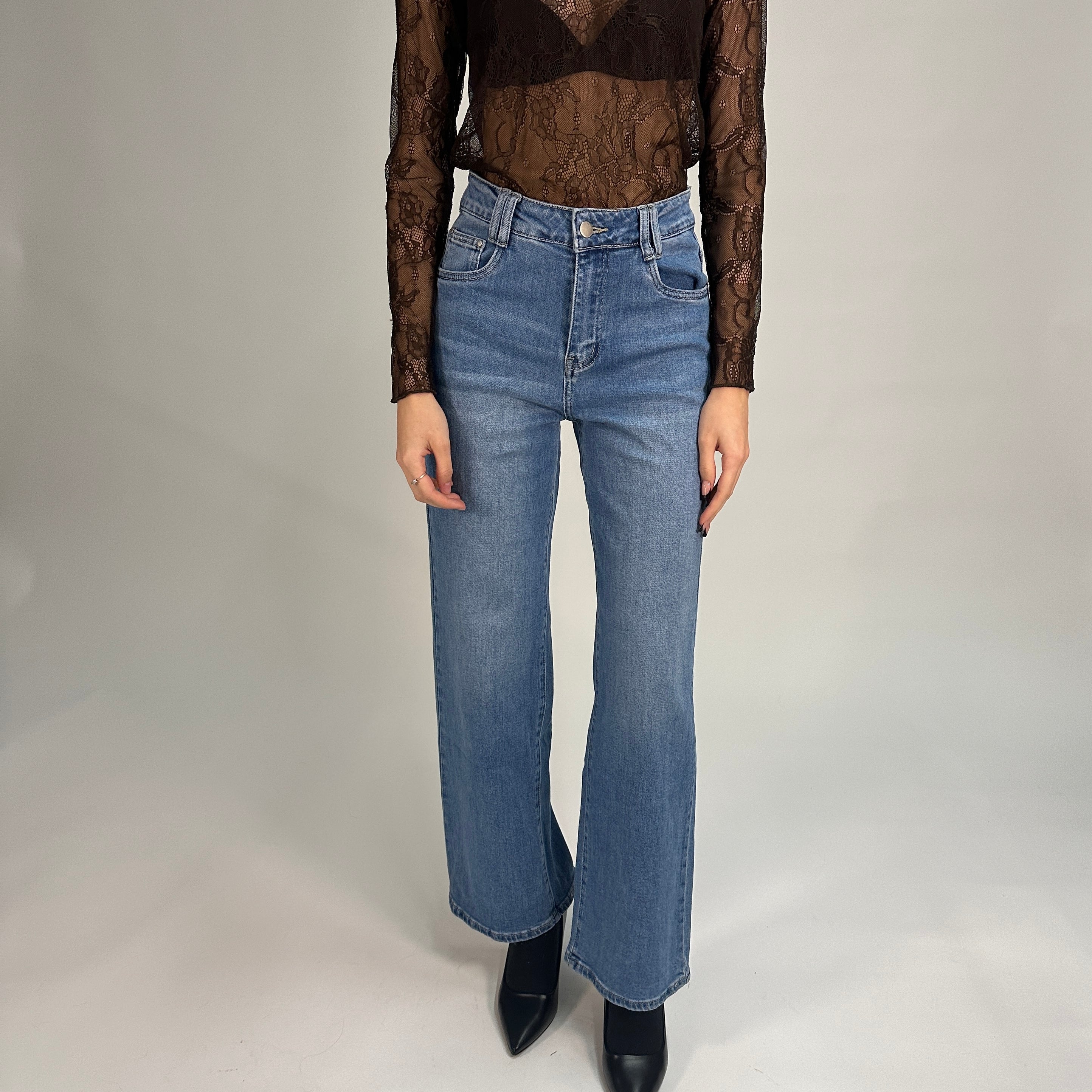 Top in Pizzo Trasparente Marrone