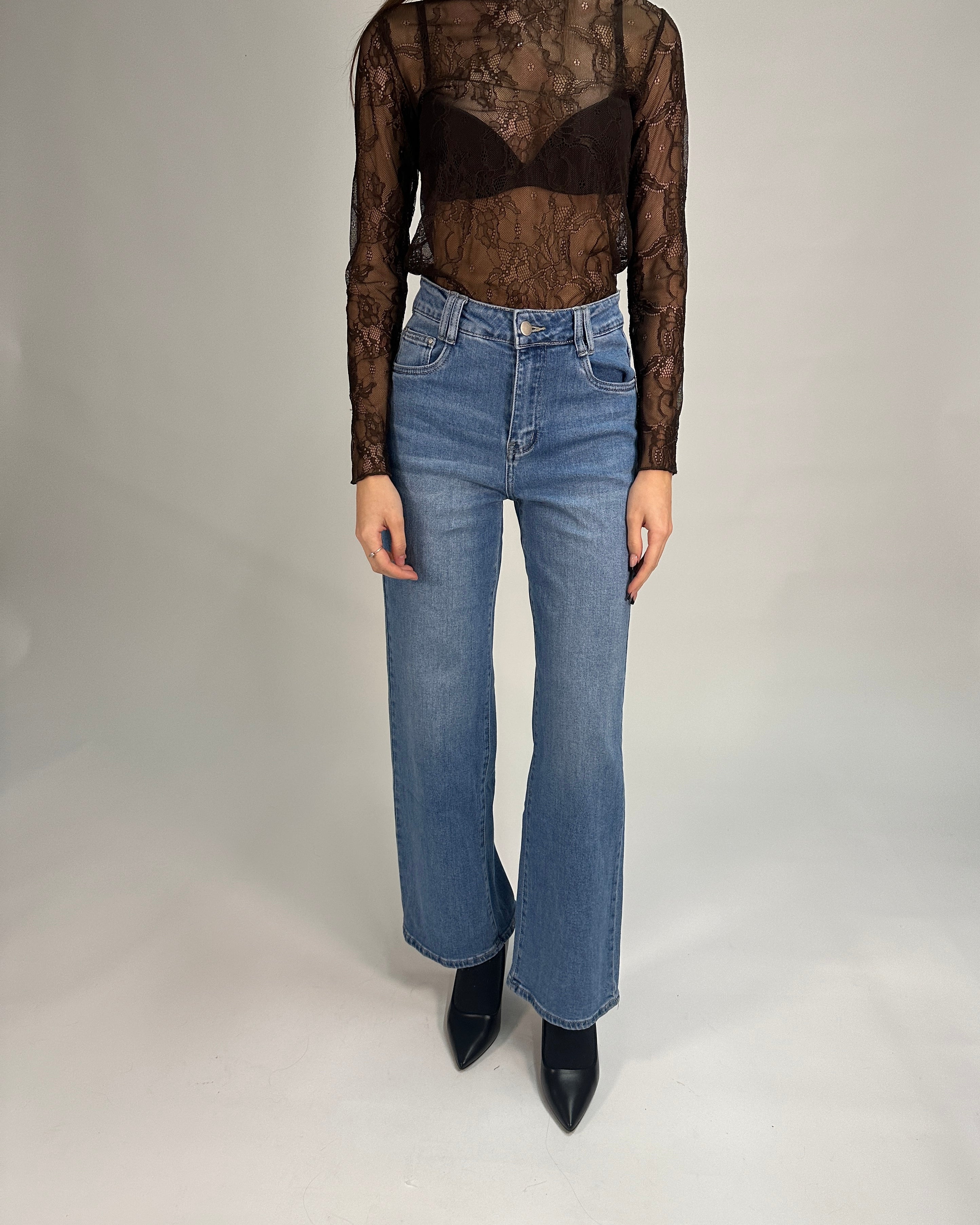 Top in Pizzo Trasparente Marrone