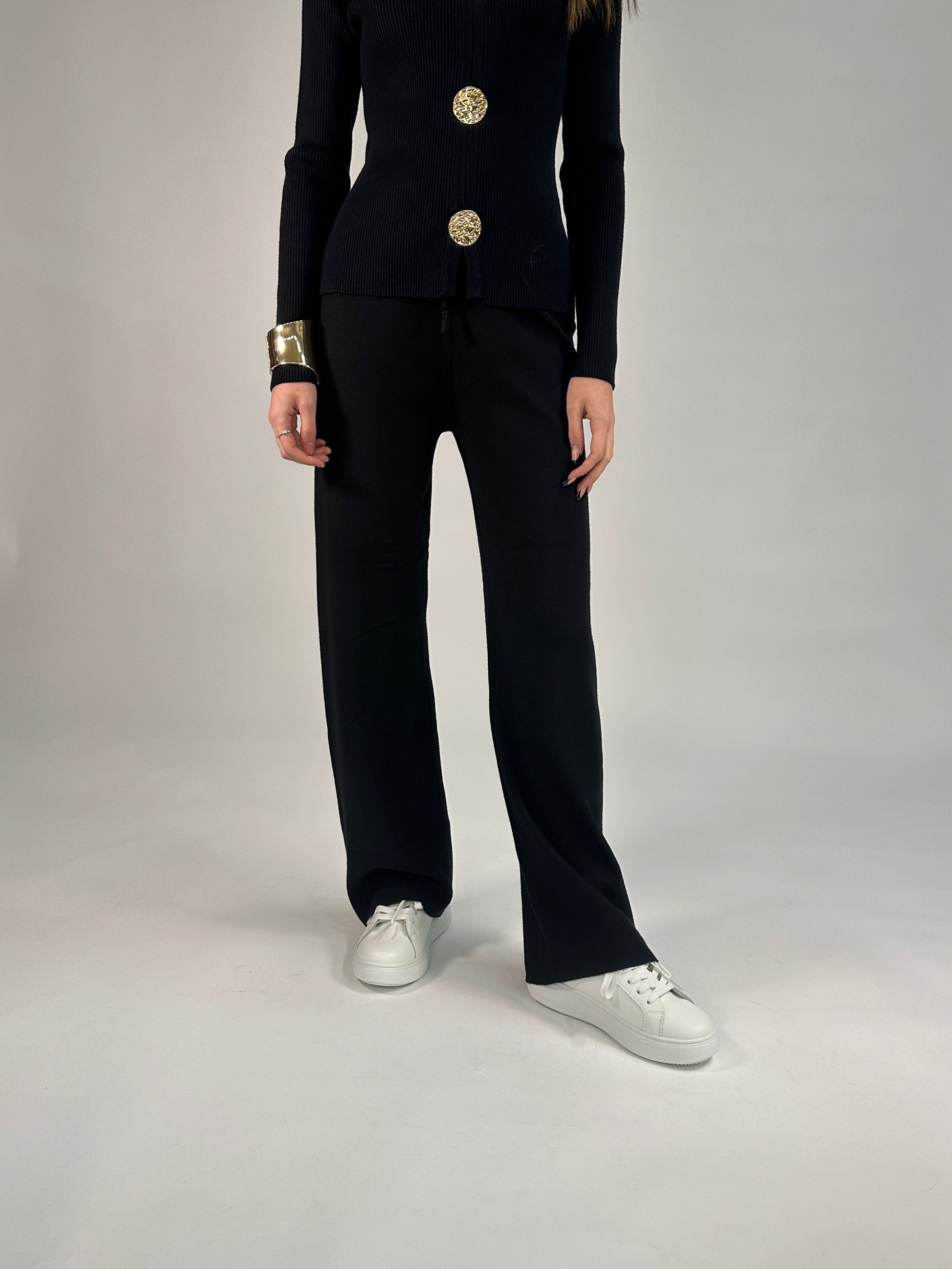 Pantalone a Gamba Larga con Vita Elasticizzata