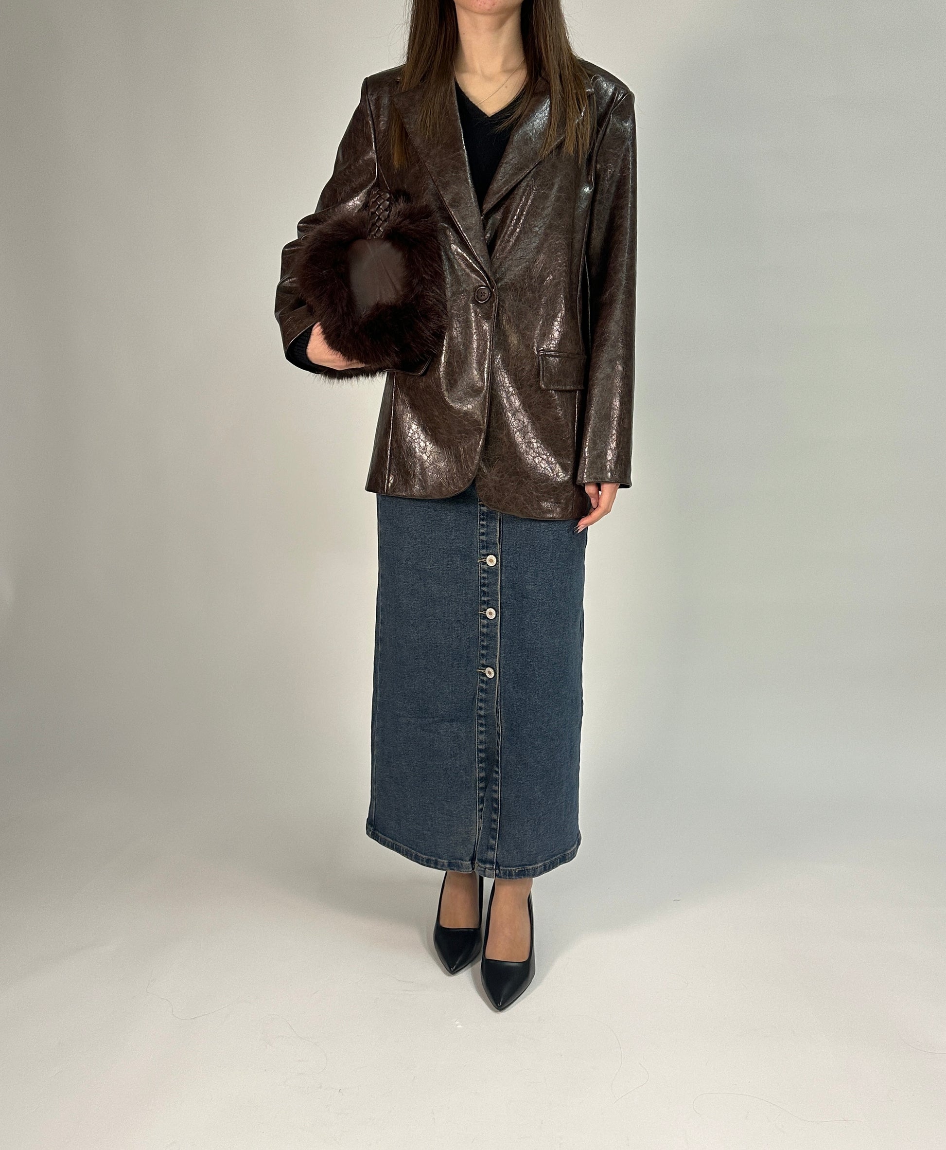 Blazer Oversize in Eco Pelle