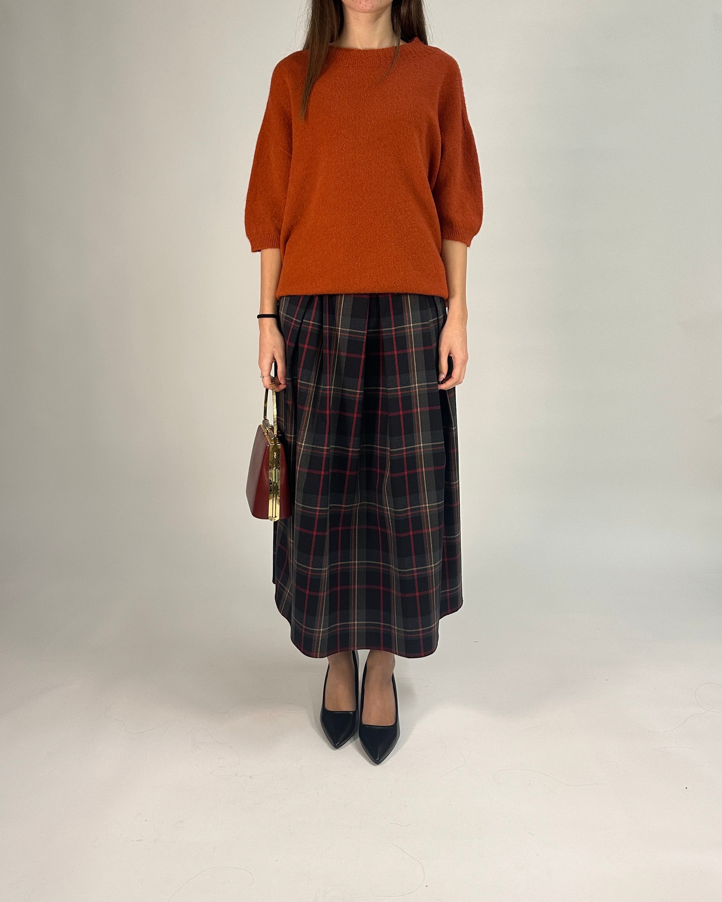 Gonna Midi a Pieghe in Tartan