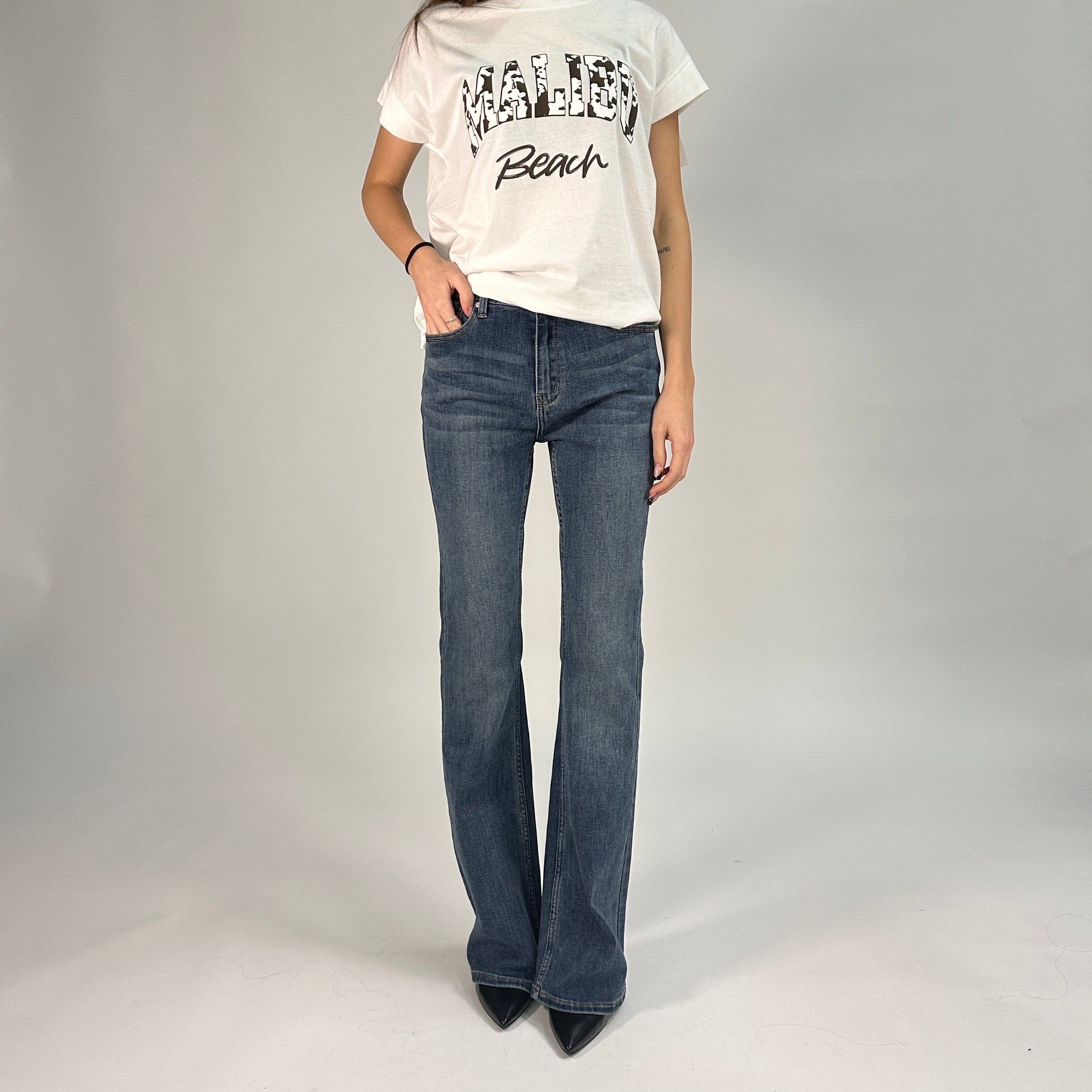 Jeans in Denim a Zampa Leggera