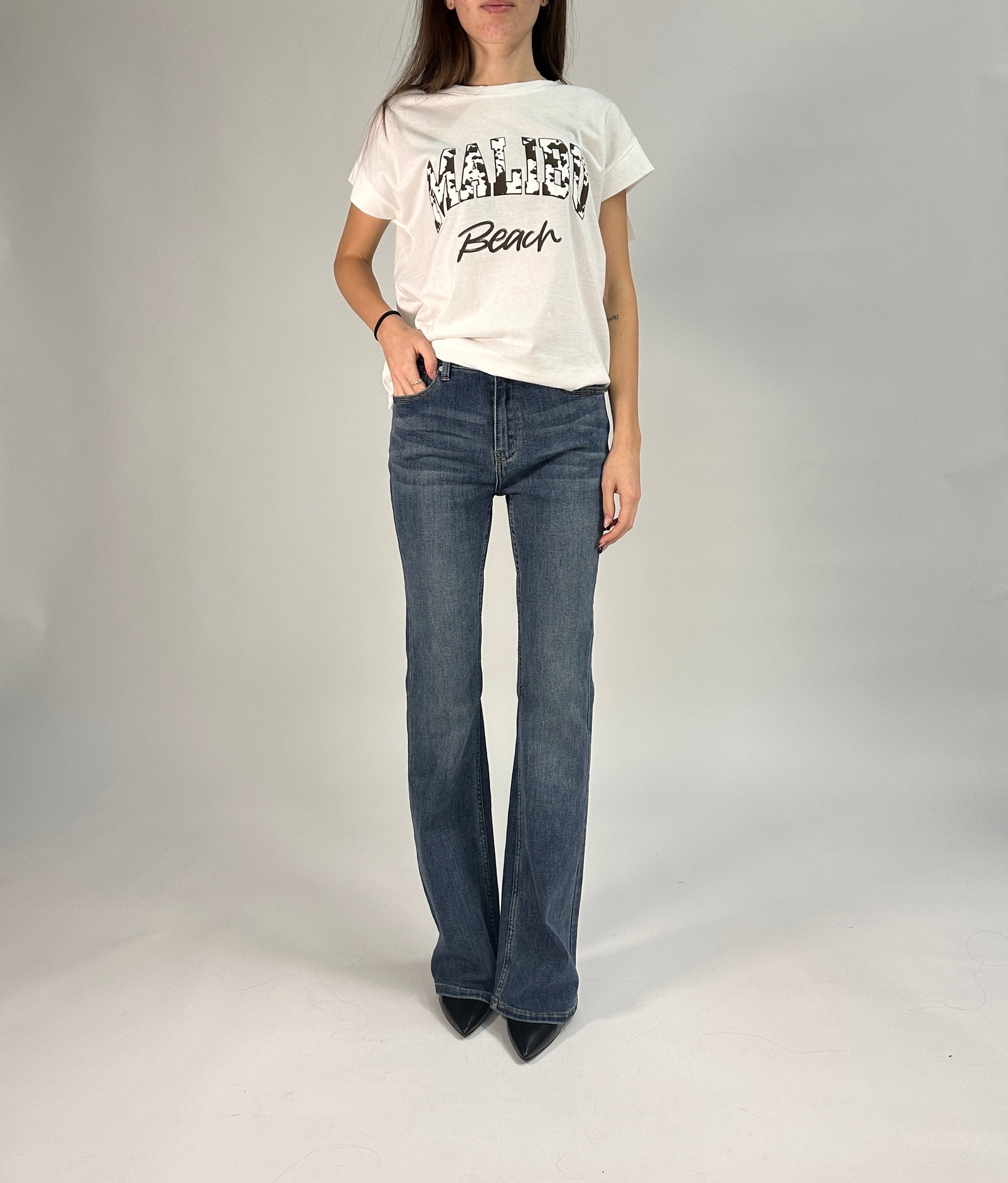 Jeans in Denim a Zampa Leggera