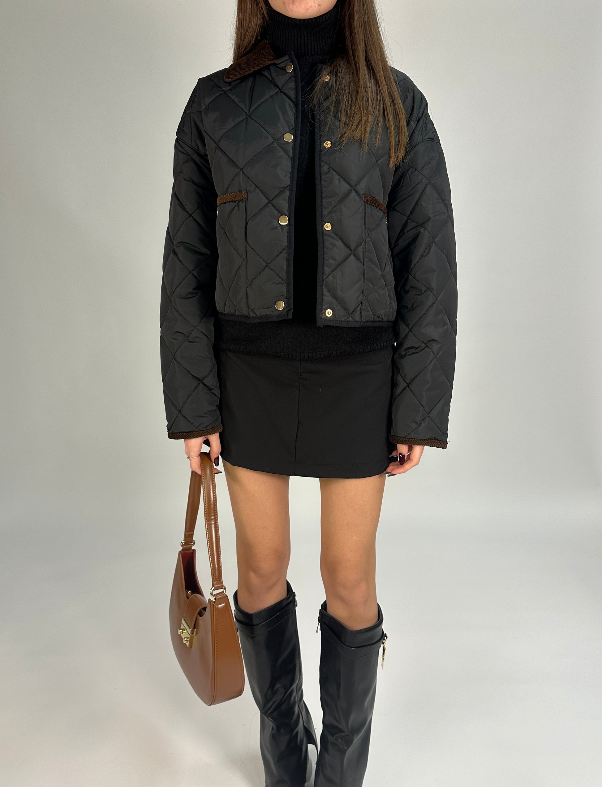 Giacca trapuntata corta nera