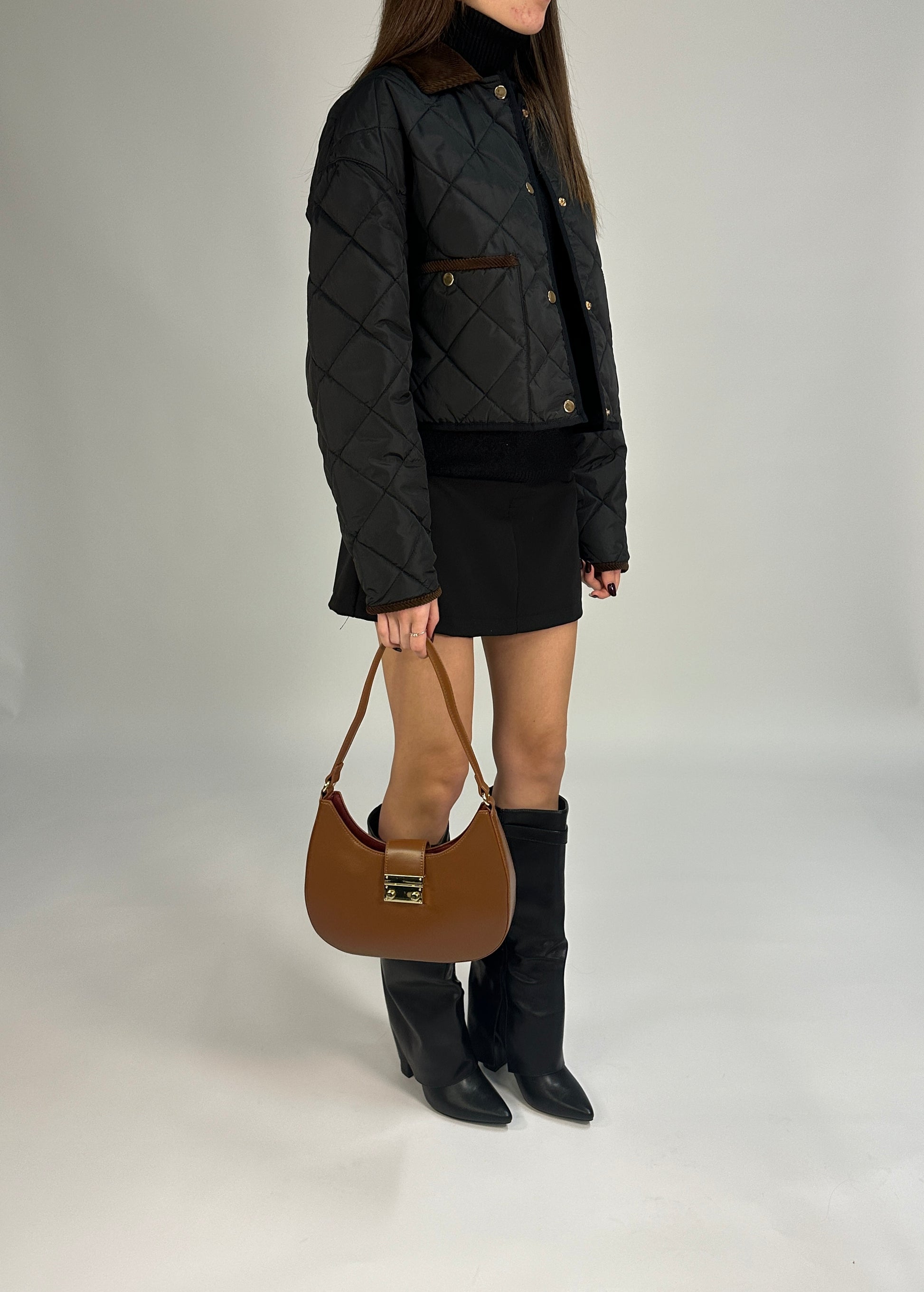 Giacca trapuntata corta nera