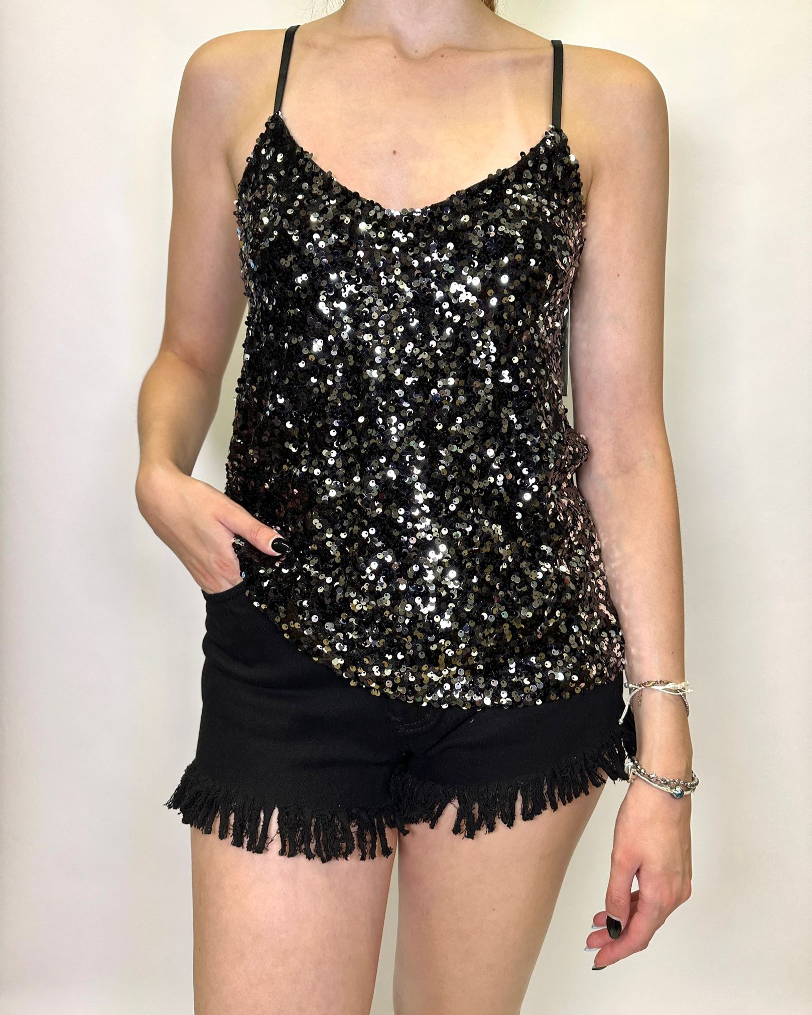Top Nero con Paillettes