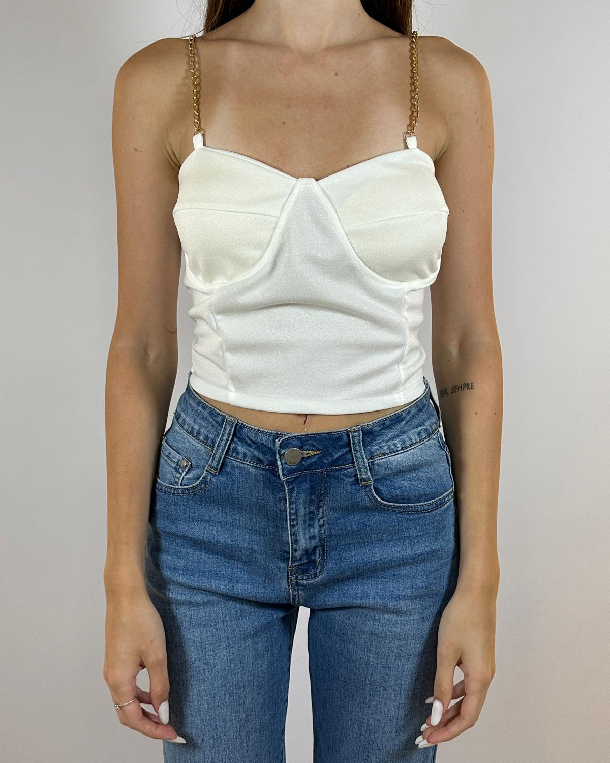 Top Bustier con Spalline a Catena