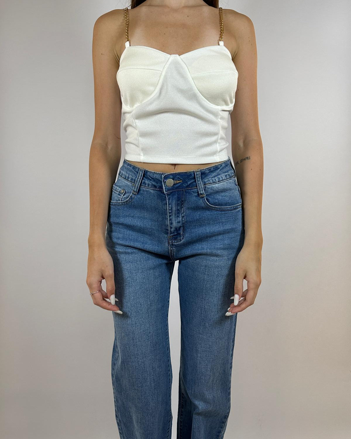 Top Bustier con Spalline a Catena