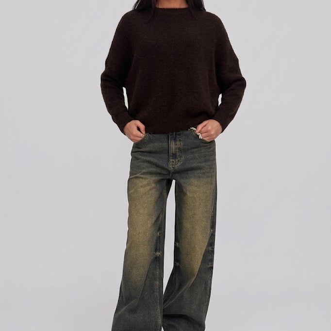 Jeans Straight Leg Nero Delavé