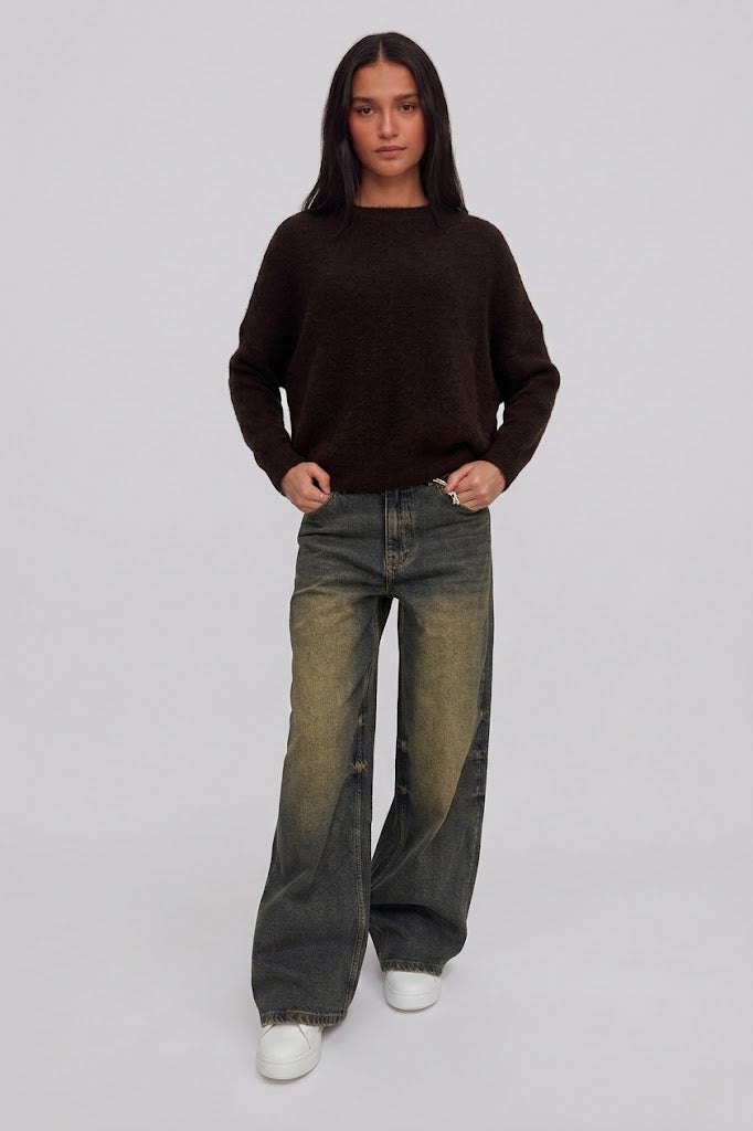 Jeans Straight Leg Nero Delavé