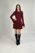 Burgundy dress with professional model pose