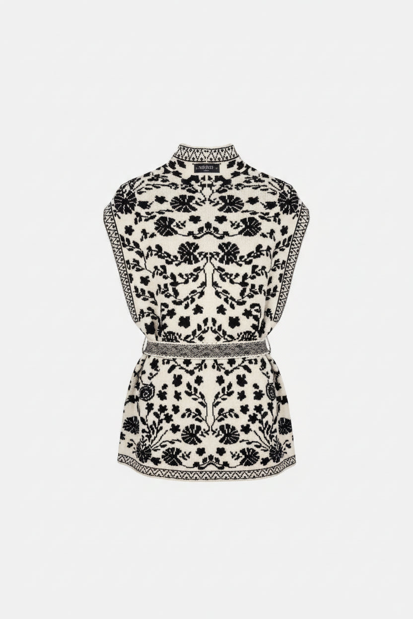 Cardigan jacquard bianco e nero