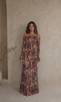 Abito Lungo Floreale con Scollo Bardot Elegante