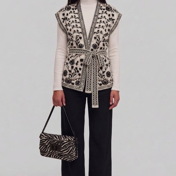 Cardigan jacquard bianco e nero
