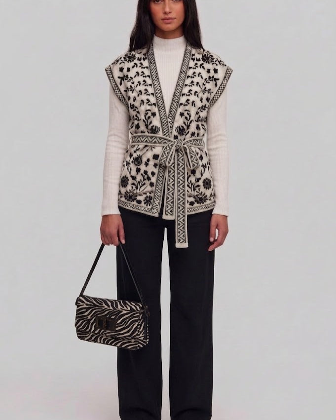 Cardigan jacquard bianco e nero