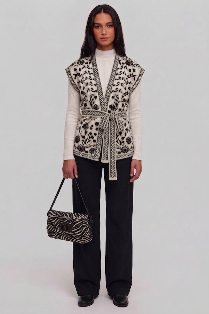 Cardigan jacquard bianco e nero