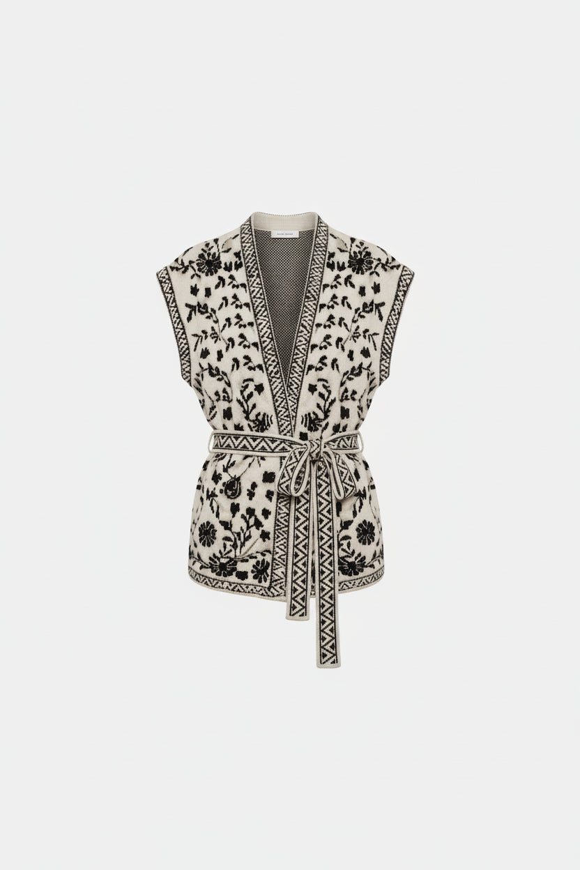 Cardigan jacquard bianco e nero