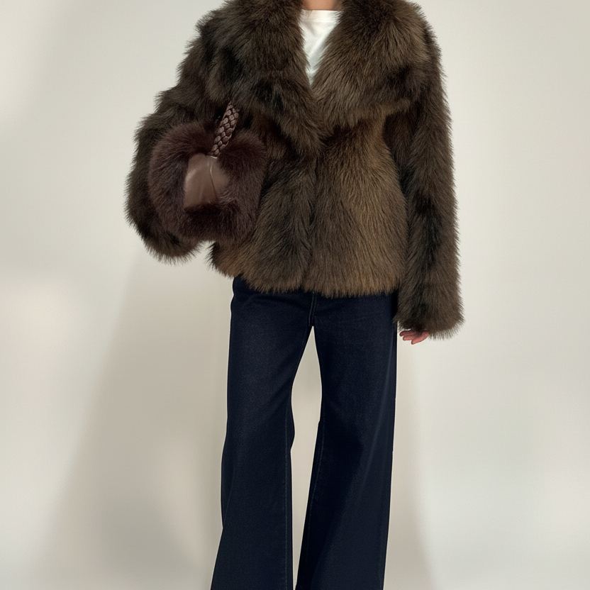 Giacca in pelliccia con modella