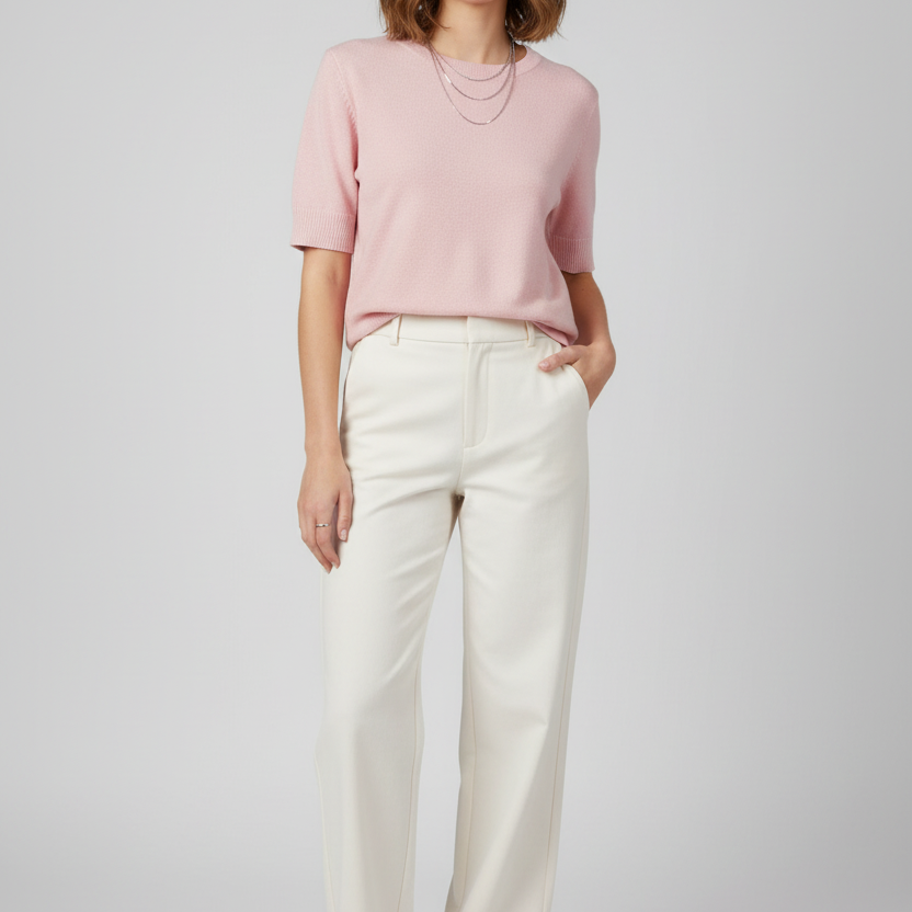 T-shirt in Maglia Rosa Cipria