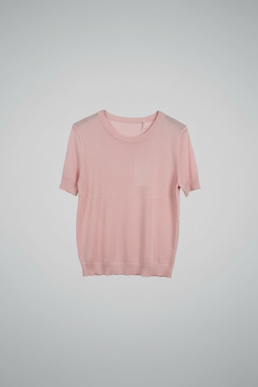 T-shirt in Maglia Rosa Cipria