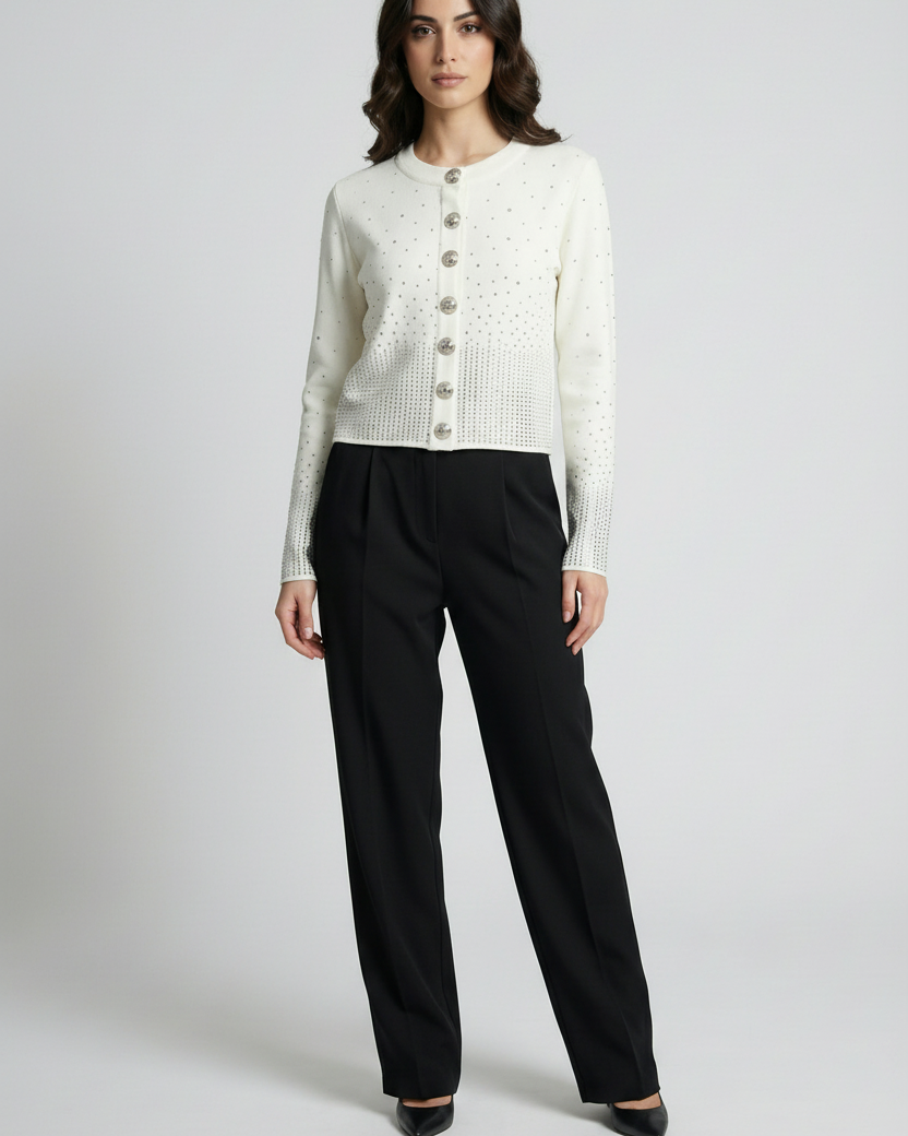 White rhinestone cardigan clean version