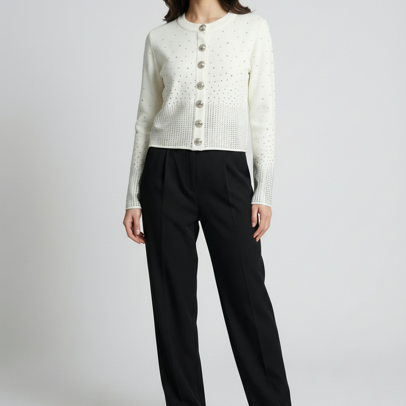White rhinestone cardigan clean version