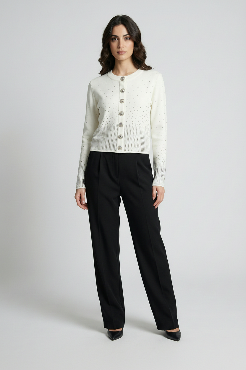 White rhinestone cardigan clean version